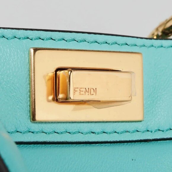 Fendi Teal Leather Petite Peekaboo Iseeu Satchel Bag 8BN335 - Picture 7 of 12